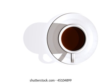 Stylish illustration looking down on a cup of coffee