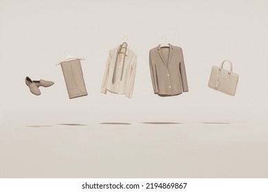 Stylish men accessories on beige and brown color background, floating objects. 3d rendering. Concept of shopping modern male accessories with business suit, hat, shoes, bag. - Powered by Shutterstock