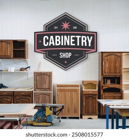 "Stylish and modern logo design for a cabinetry business. Features sleek lines and minimalist elements to represent high-quality craftsmanship and elegant design. The logo often incorporates tools or  - Powered by Shutterstock