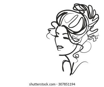  
stylish  original hand-drawn graphics portrait  with beautiful young attractive girl model for design. Fashion, style,    beauty . Graphic, sketch drawing. Sexy  woman
 - Shutterstock ID 307851194