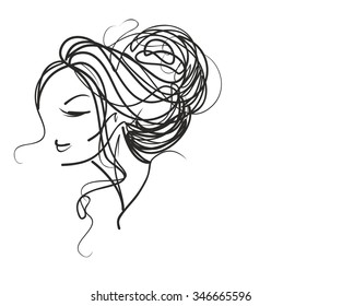  
stylish  original hand-drawn graphics portrait  with beautiful young attractive girl model for design. Fashion, style,    beauty . Graphic, sketch drawing. Sexy  woman
 - Shutterstock ID 346665596