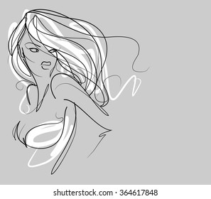  
stylish  original hand-drawn graphics portrait  with beautiful young attractive girl model for design. Fashion, style,    beauty . Graphic, sketch drawing. Sexy  woman
 - Shutterstock ID 364617848