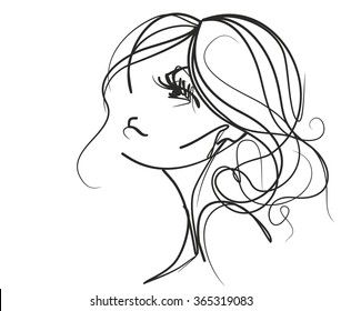 stylish  original hand-drawn graphics portrait  with beautiful young attractive girl model for design. Fashion, style,    beauty . Graphic, sketch drawing. Sexy  woman
 - Shutterstock ID 365319083