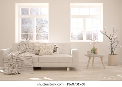 White Room Armchair Winter Landscape Window Stock Illustration 536309164