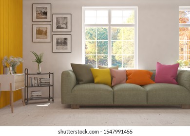 Stylish Room White Color Sofa Autumn Stock Illustration 1547991455 ...