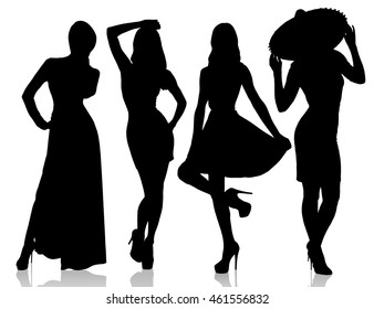 Stylish silhouette of beautiful women