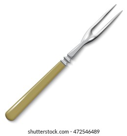 Stylish Vintage Meat Carving Fork Isolated On White