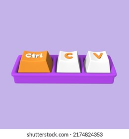 Stylized 3D Copy Paste Shortcut Illustration