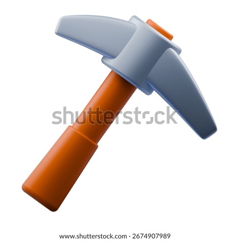 Stylized 3D pickaxe, ideal for crafting, survival, RPG games, or mining illustrations.