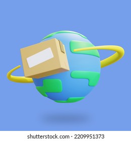 Stylized 3D World Wide Shipping Illustration