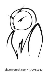 Stylized Black White Doodle Sketch Owl Stock Illustration 472951147 ...