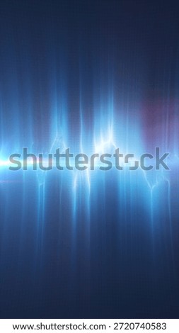 Stylized blue waveform with electric visual effects and light bursts on a dark grid background.