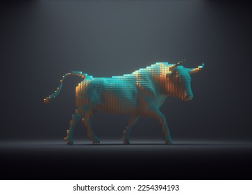 Stylized bull. Creative and complex concept. This is a 3d render illustration