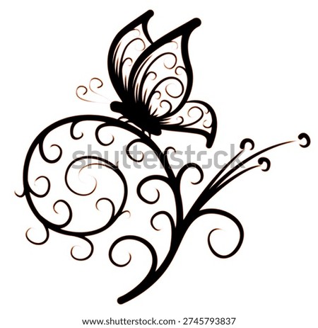 The stylized butterfly with Flower pattern. 
