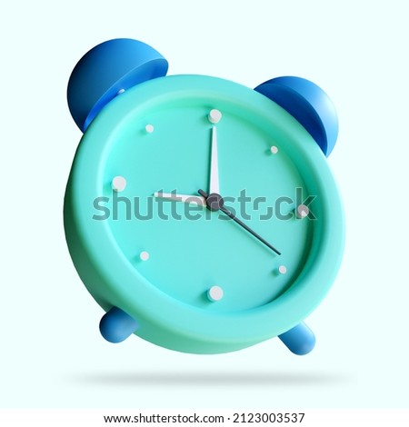 Stylized Circle Clock Icon. Minimal alarm, clock ringing, speed time icon, fast and quick. 3d rendering illustration. 
