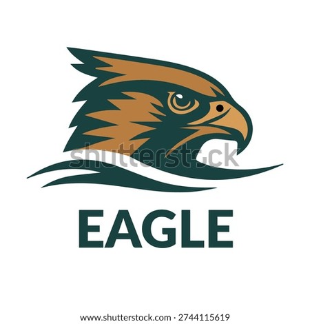 Stylized Eagle Head Mascot Logo with Wave Element