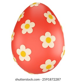 Stylized Easter egg decorated with flowers. Isolated on white background