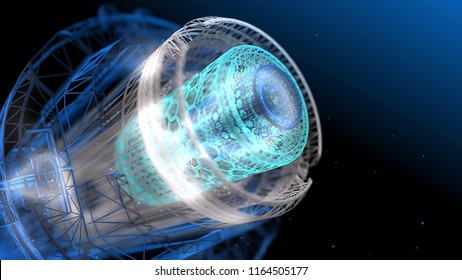 Stylized Engine. Abstract Engineering, Technology And Science Background. Shallow Depth Of Field. 3D Rendering.