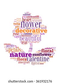 Stylized flower, word cloud concept on white background. 