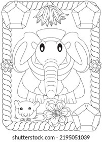 A Stylized Funny Elephant Coloring Page