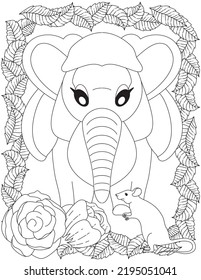 A Stylized Funny Elephant Coloring Page