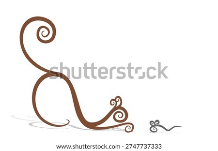 Stylized ginger cat with mouse.