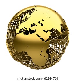 Stylized Golden Globe Earth Grid Meridians Stock Illustration 62244766 ...