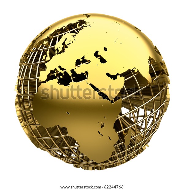 Stylized Golden Globe Earth Grid Meridians Stock Illustration 62244766