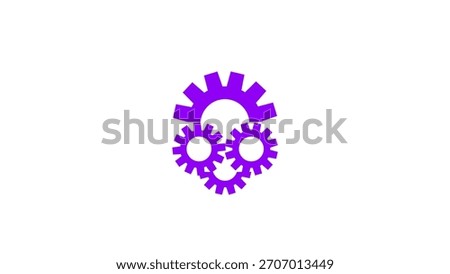 A stylized icon featuring three interconnected purple gears on a clean white background, symbolizing teamwork and mechanical synergy.