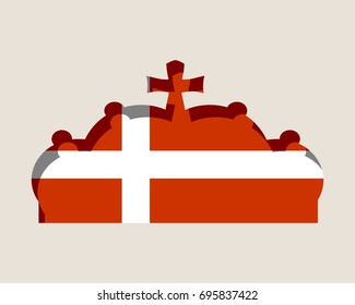 Stylized Illustration Of The Imperial State Crown. Flag Of The Denmark.