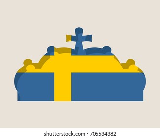 Stylized Illustration Of The Imperial State Crown. Flag Of The Sweden.