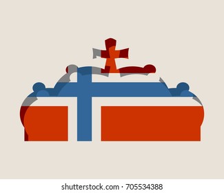Stylized Illustration Of The Imperial State Crown. Flag Of The Norway.