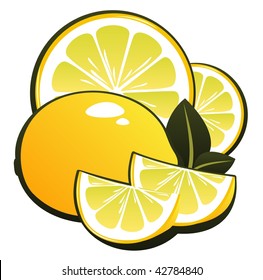 Stylized Lemon Slices Lemon Isolated On Stock Illustration 42784840 ...