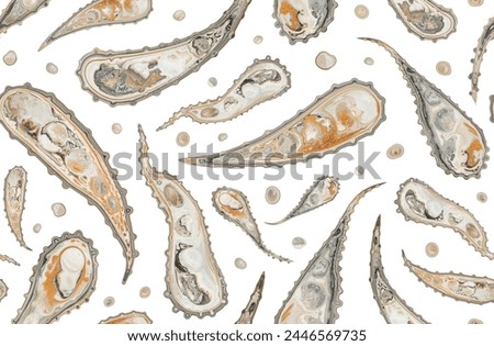 Stylized marble paisley seamless pattern, big scale print for bold statement design project