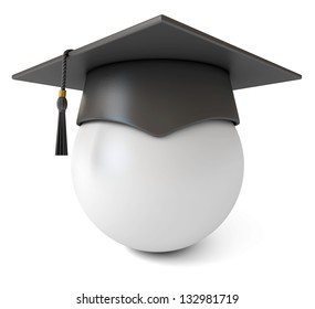 Stylized portrait of a graduate in the Graduation cap. Icon. Conceptual illustration. Isolated on white background. 3d render - Powered by Shutterstock