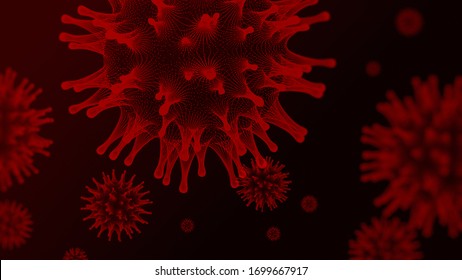 Stylized red 3D render of the severe acute respiratory syndrome coronavirus 2 (SARS-CoV-2) formerly known as 2019-nCoV. Great for background or presentation. 