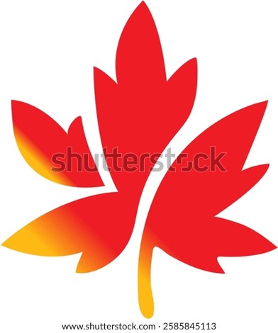 Stylized red maple leaf with smooth gradients of yellow and orange at the edges.







