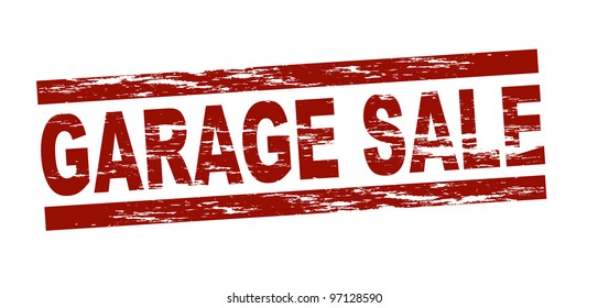 Stylized Red Stamp Showing The Term Garage Sale. All On White Background.