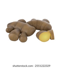 A stylized representation of ginger root, showcasing its unique shape and texture. - Powered by Shutterstock