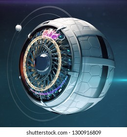 Stylized Robotic Eye 3d Render. Image Recognition Computer Vision Neural Network Deep Learning Concept Illustration.