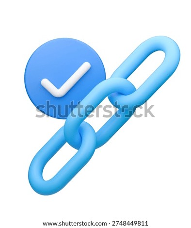 Stylized Secure Connection 3D Render: Concept of Trusted Link, Safety, and Reliable Networking