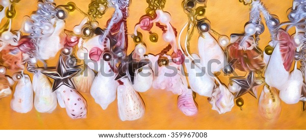 Stylized Shells Frame Background Wallpaper Screen Stock Illustration ...