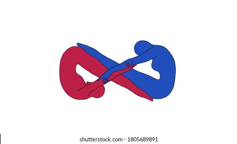 stylized silhouettes of two people composing the symbol of infinity