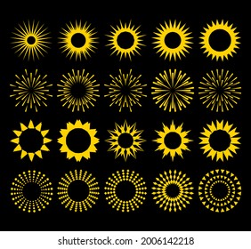 Stylized Sun Shapes Collection Set Yellow Stock Illustration 2006142218 ...