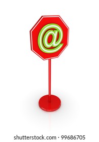 Stylized AT symbol.Isolated on white background.3d rendered.