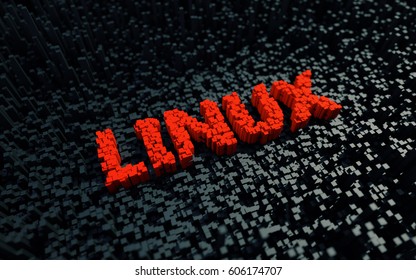 Stylized Text Linux. 3D Illustration.