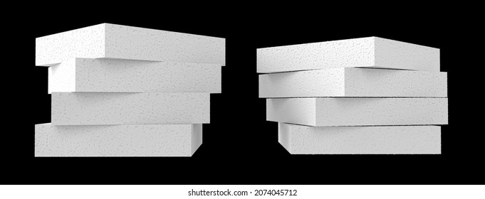Styrofoam Sheats Stacked on white backkground - 3d illustration