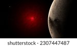 Styx orbiting near Pluto planet in the outer space. 3d render