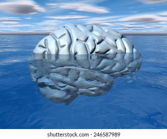 Subconscious Mind Concept With Brain Under Water.