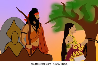 Subhadra Abducts Arjun, A Scene From Mahabharata